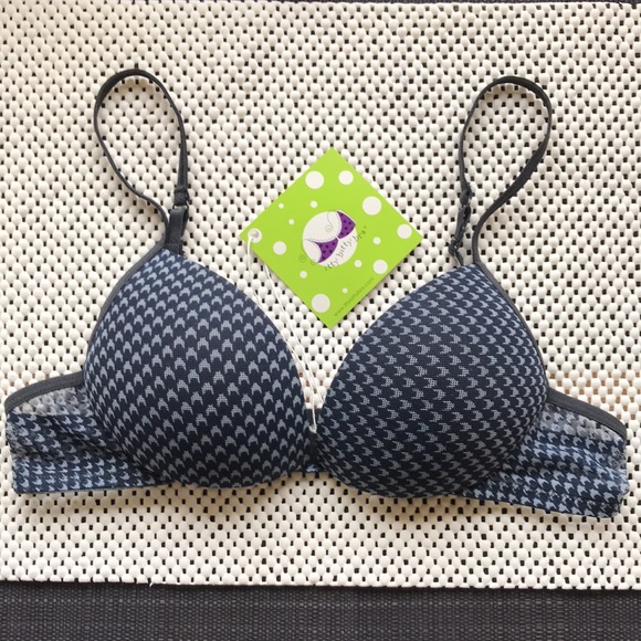 Itty Bitty Bra Removable Pad Bra - Houndstooth (Navy) - Picture 2 of 9